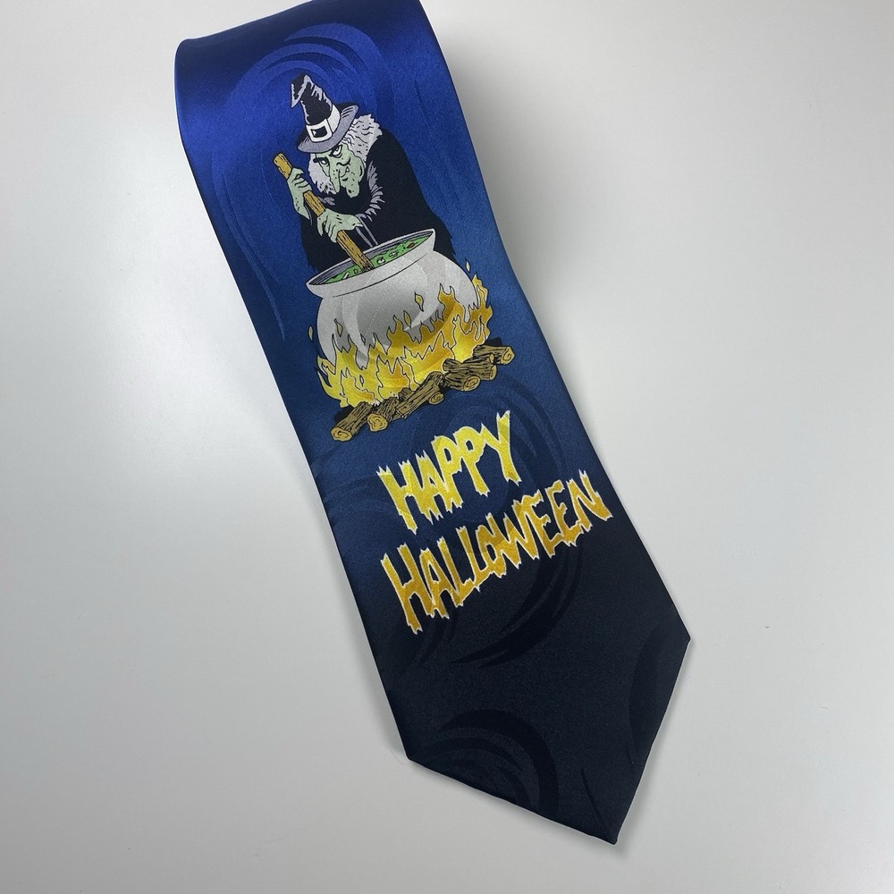 Keith Daniels Paris Italy New York‎ Mens 100% Silk Halloween Witch Blue Tie